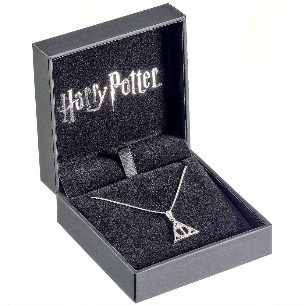 Official Harry Potter Sterling Silver Crystal Necklace Deathly Hallows