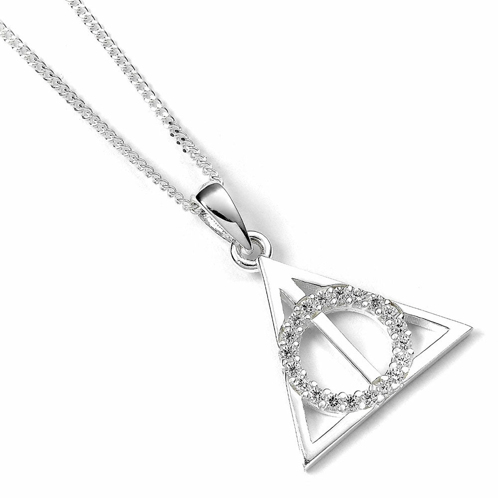 Official Harry Potter Sterling Silver Crystal Necklace Deathly Hallows