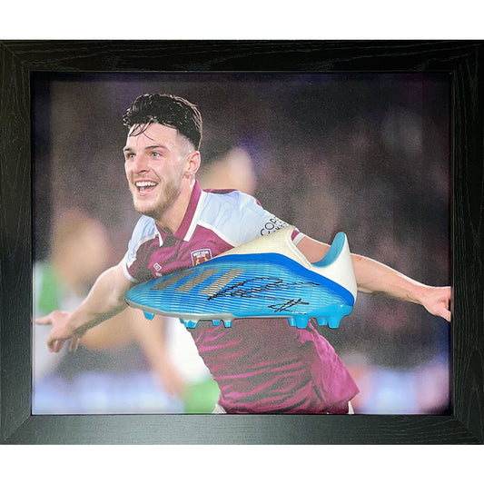 Official West Ham United FC Rice Signed Boot (Framed)