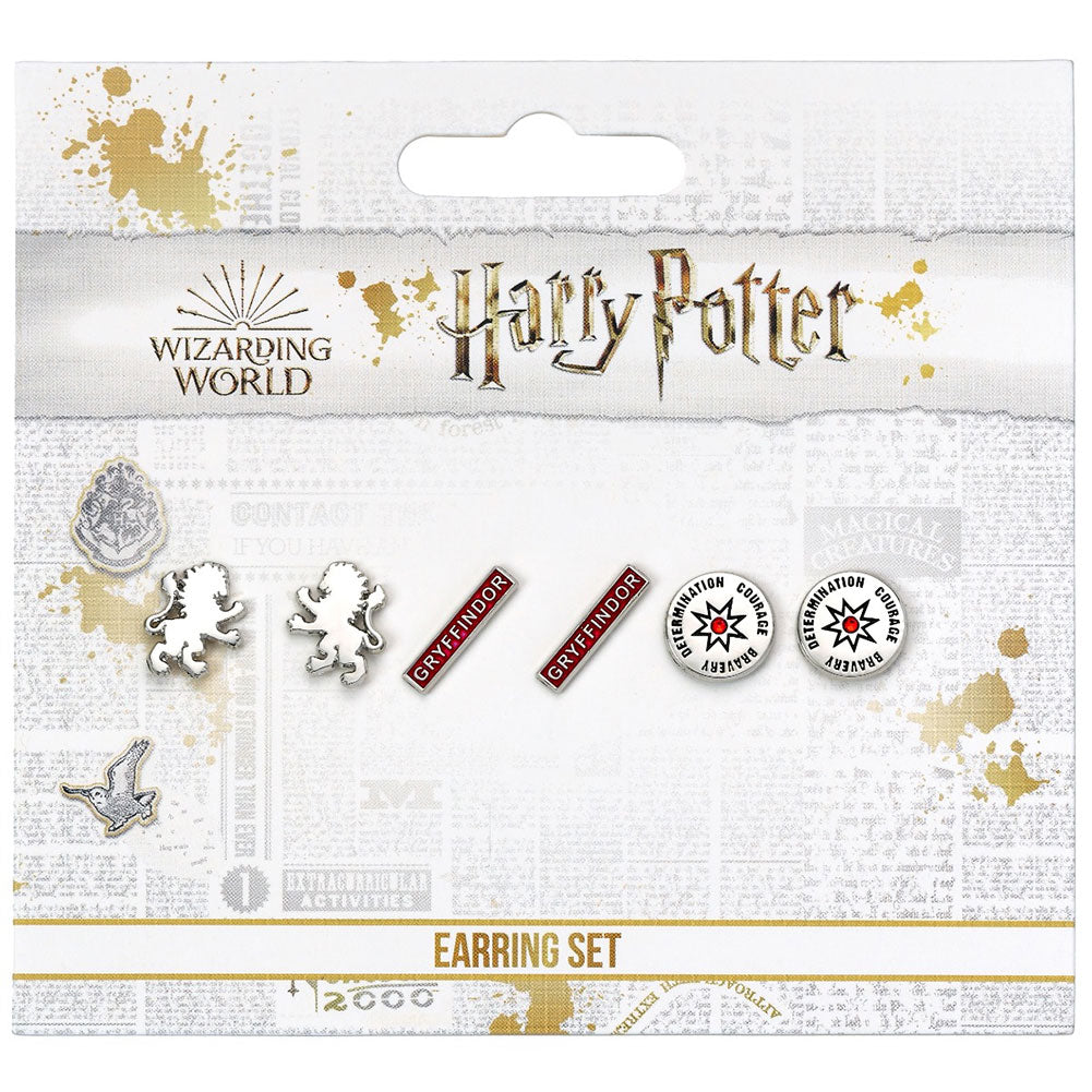 Official Harry Potter Silver Plated Earring Set Gryffindor