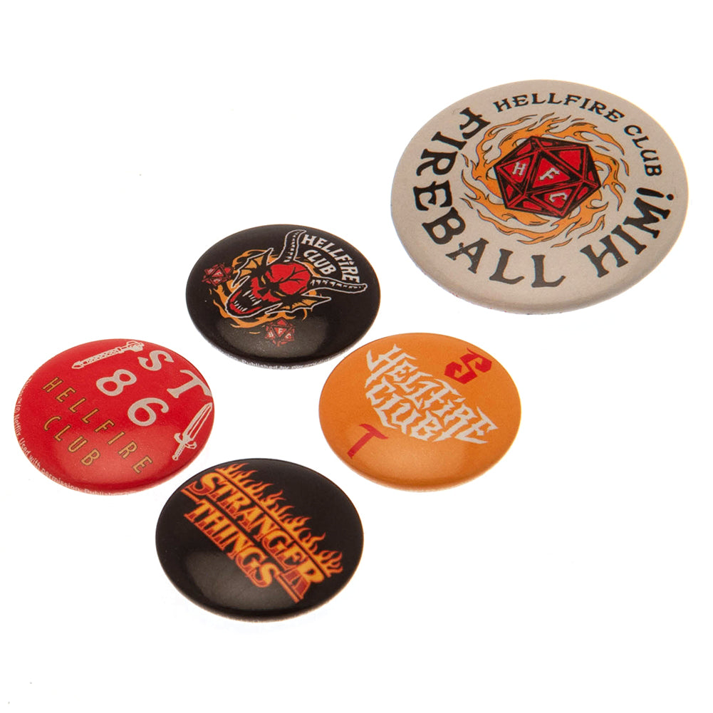 Official Stranger Things Button Badge Set Hellfire Club