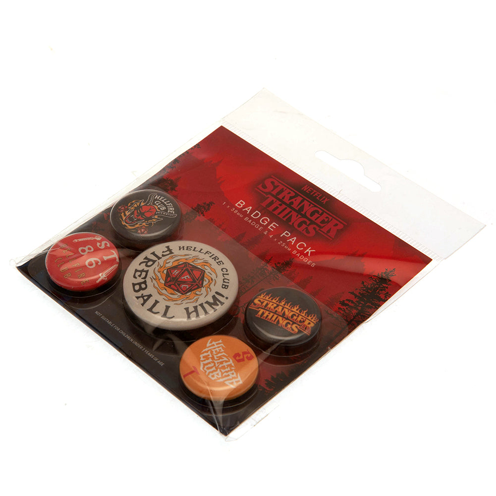 Official Stranger Things Button Badge Set Hellfire Club