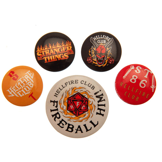 Official Stranger Things Button Badge Set Hellfire Club