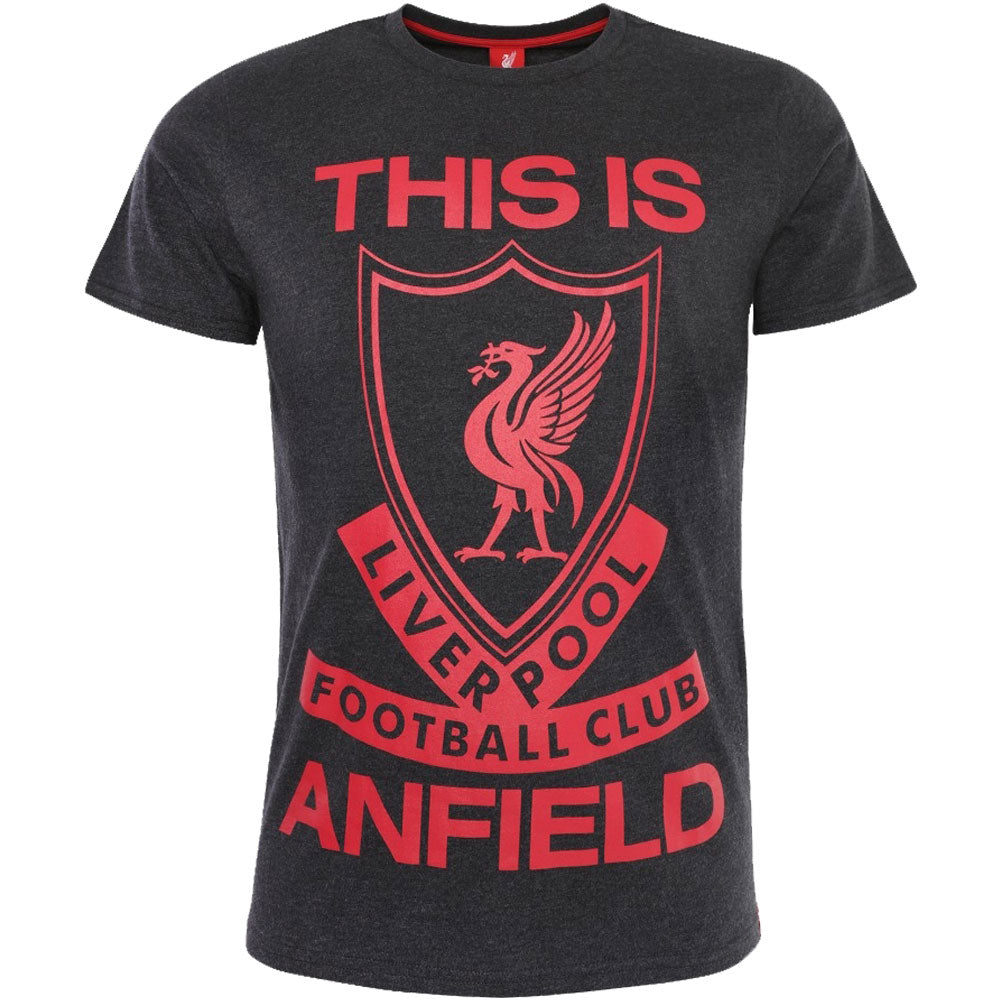 Official Liverpool FC This Is Anfield T Shirt Mens Charcoal Small