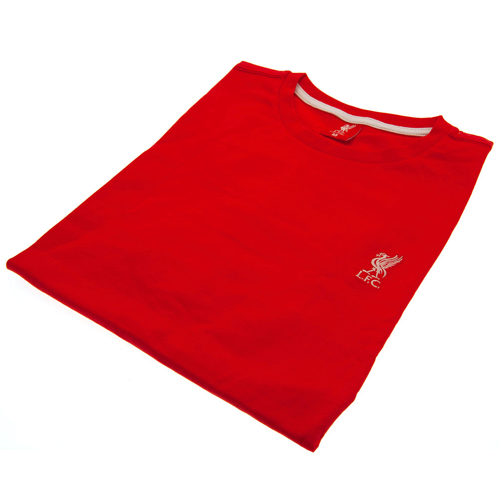 Official Liverpool FC Embroidered T Shirt Mens Red Small