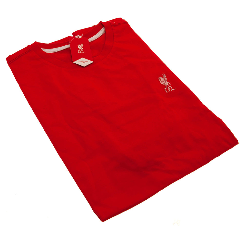 Official Liverpool FC Embroidered T Shirt Mens Red Small