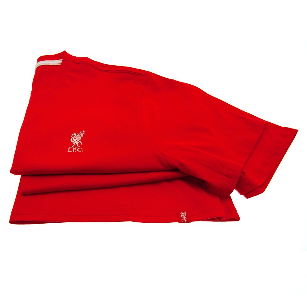 Official Liverpool FC Embroidered T Shirt Mens Red Small