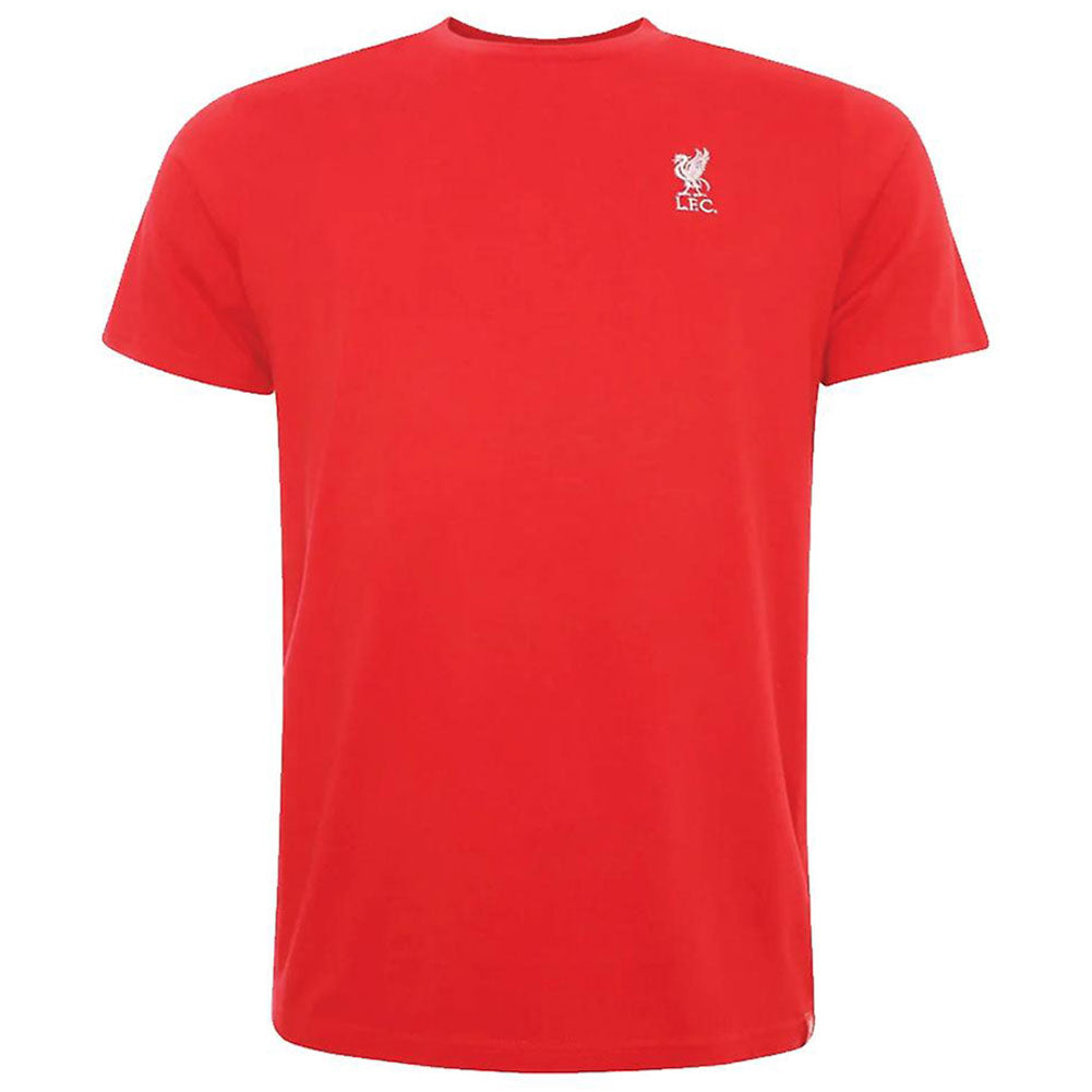 Official Liverpool FC Embroidered T Shirt Mens Red Small