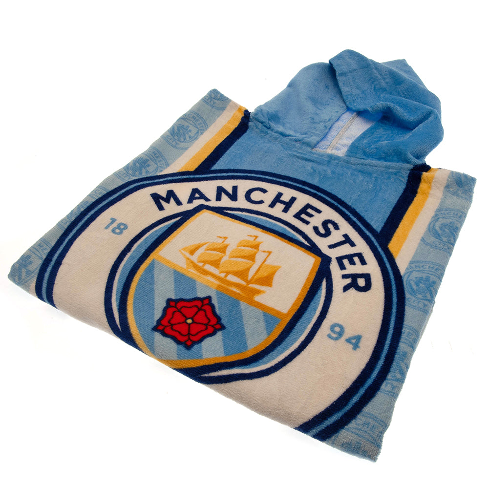 Official Manchester City FC Kids Hooded Poncho