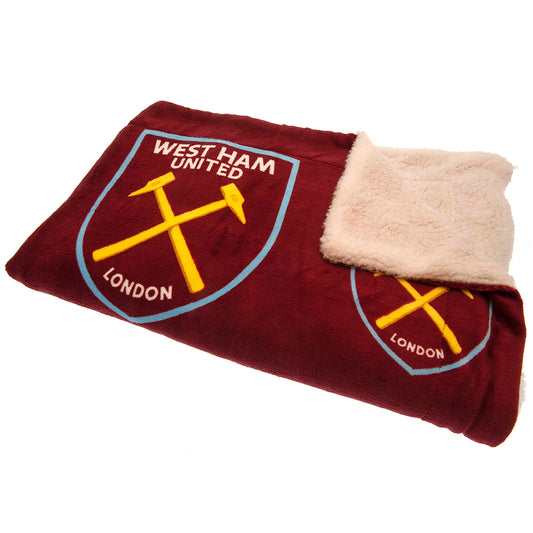 Official West Ham United FC Sherpa Fleece Blanket