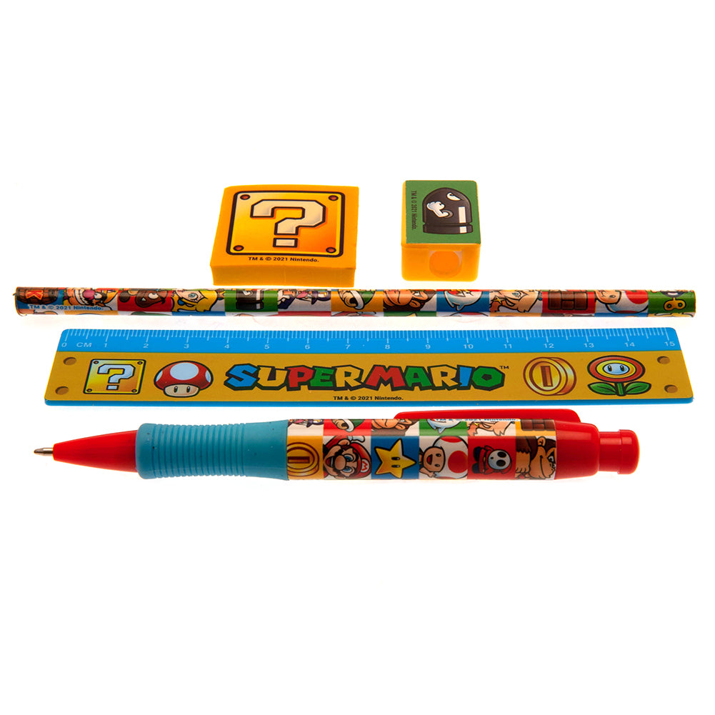 Official Super Mario 5pc Stationery Set Group