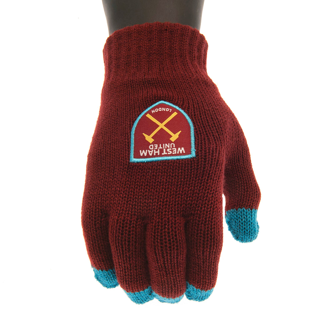 Official West Ham United FC Touchscreen Knitted Gloves Junior