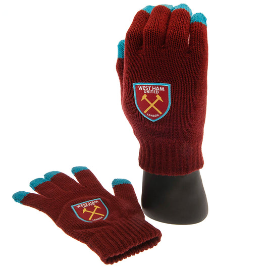 Official West Ham United FC Touchscreen Knitted Gloves Adults