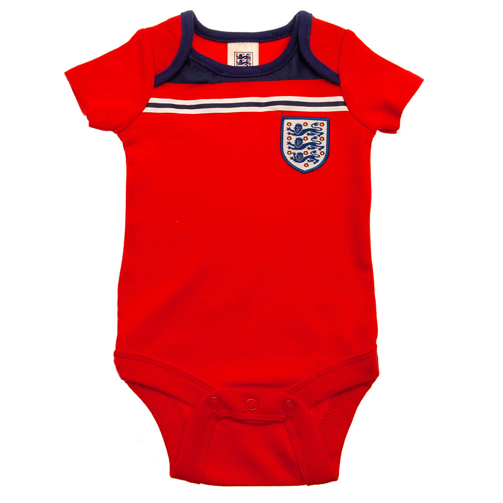 Official England FA 2 Pack Bodysuit 82 Retro 3-6 Mths