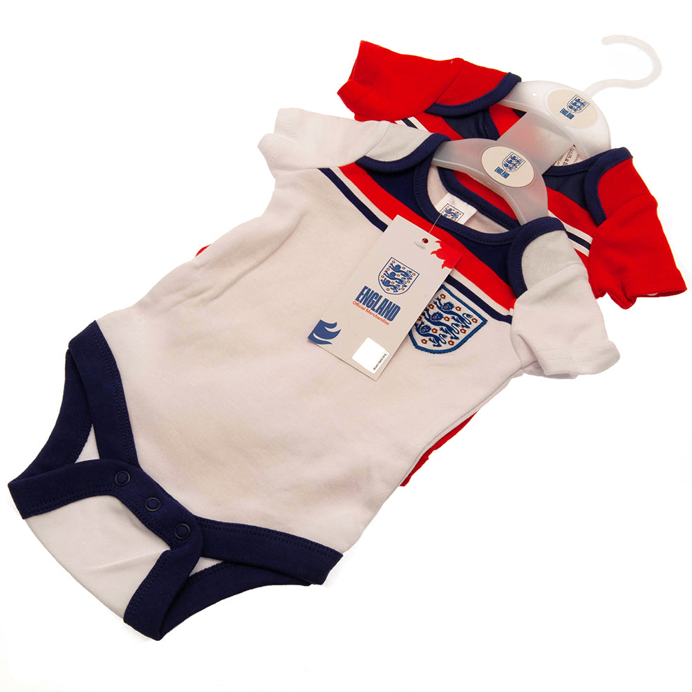 Official England FA 2 Pack Bodysuit 82 Retro 3-6 Mths