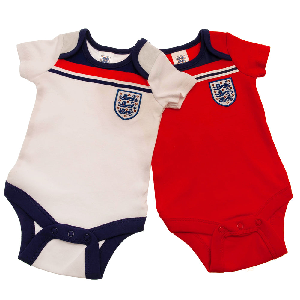 Official England FA 2 Pack Bodysuit 82 Retro 3-6 Mths