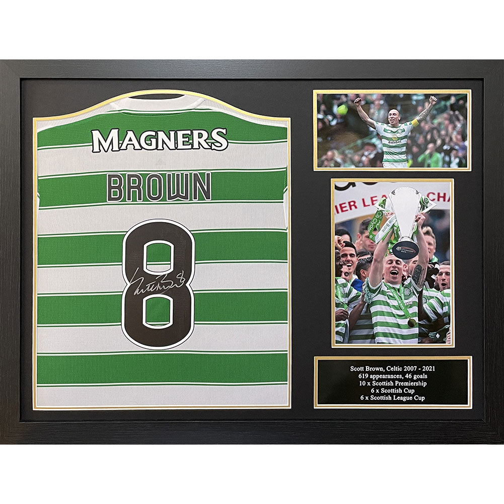 Official Celtic FC Brown Signed Shirt (Framed)