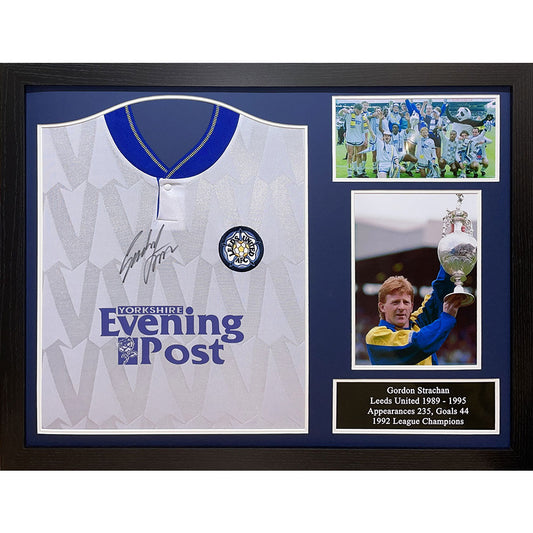 Official Leeds United FC 1992 Strachan Signed Shirt (Framed)