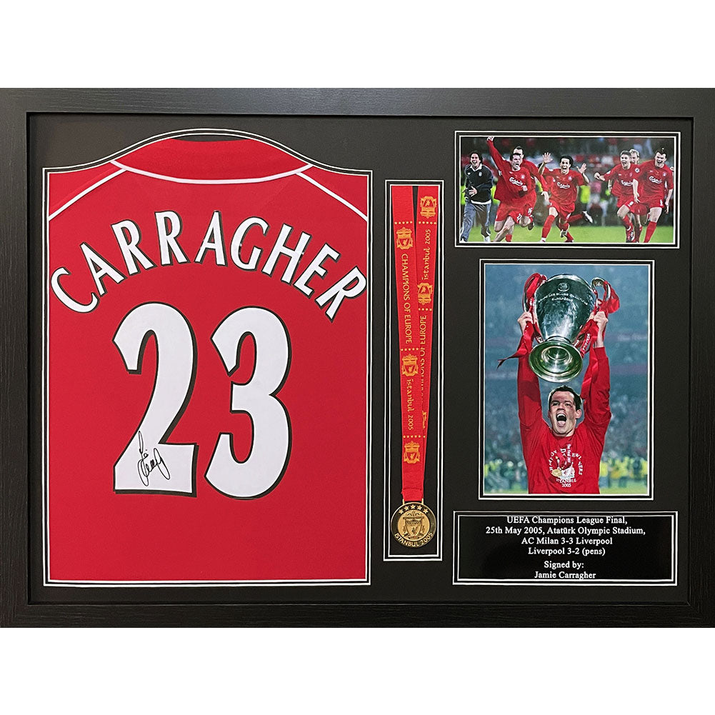 Official Liverpool FC Carragher Signed Shirt & Medal (Framed)