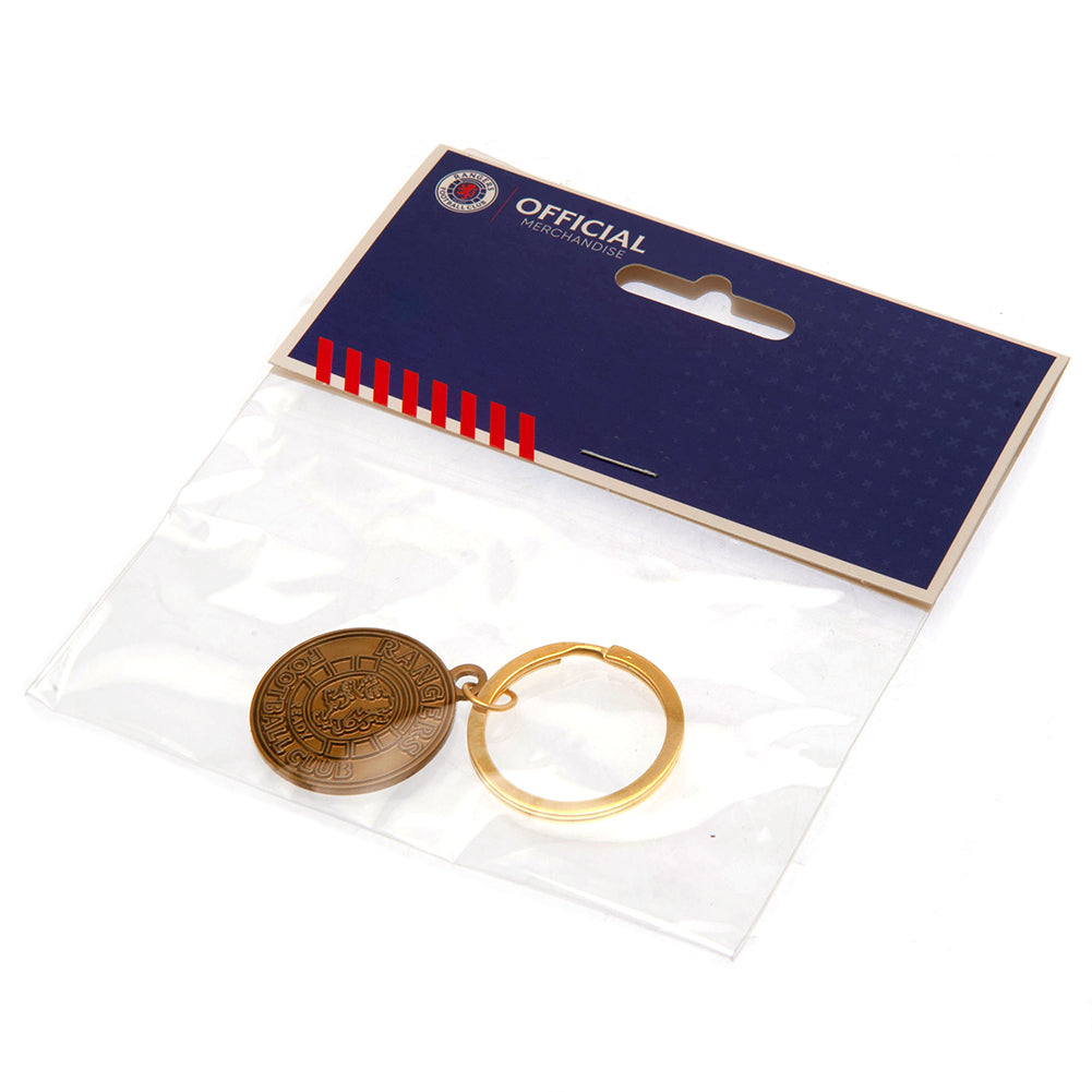 Official Rangers FC Antique Gold Ready Crest Keyring