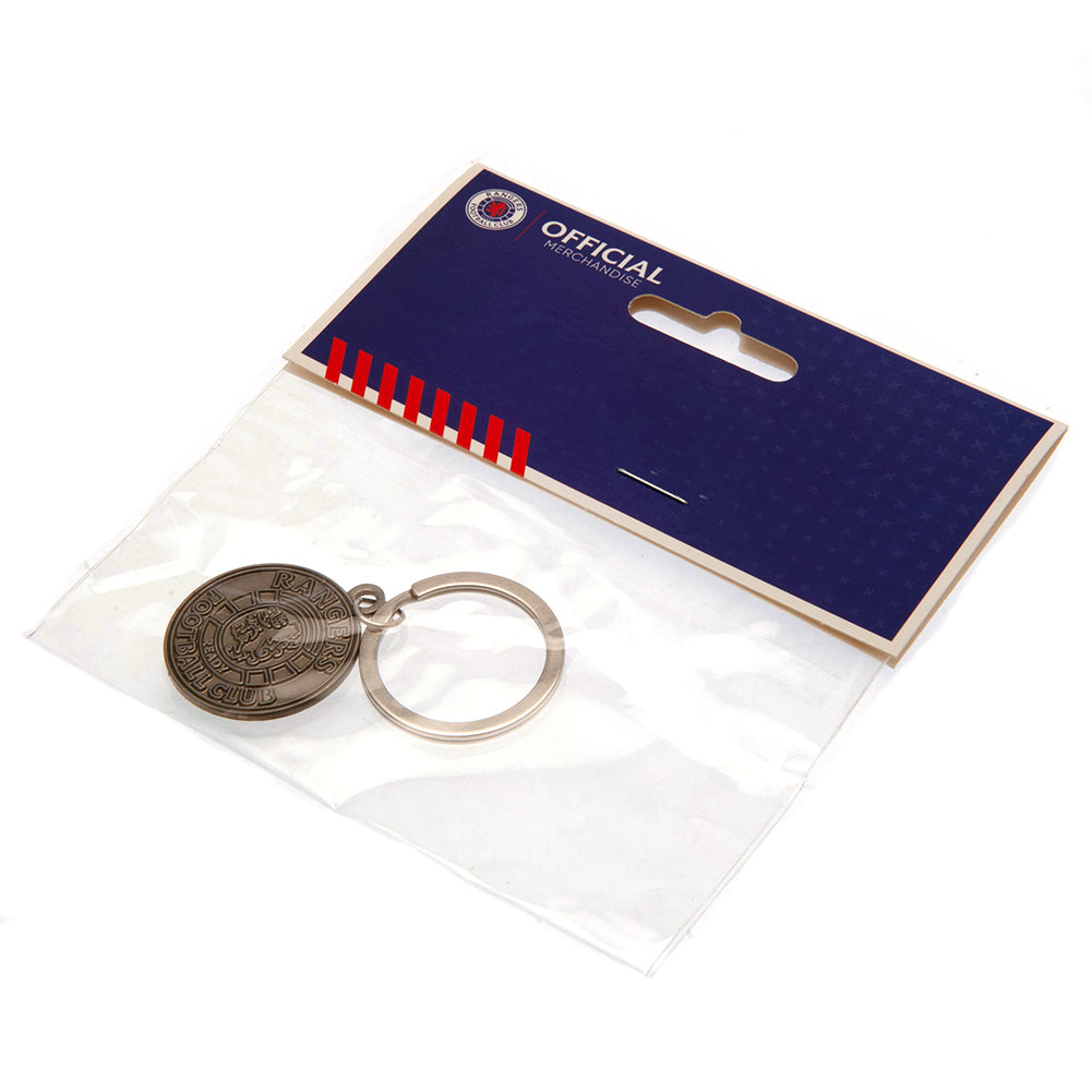 Official Rangers FC Antique Silver Ready Crest Keyring