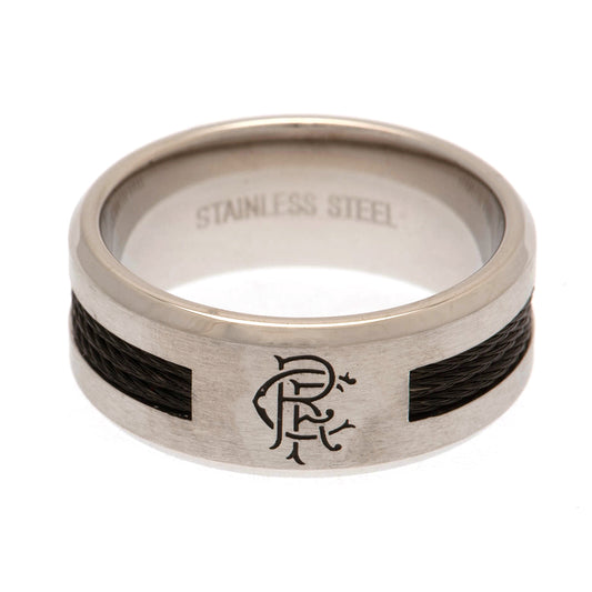 Official Rangers FC Black Inlay Ring Medium