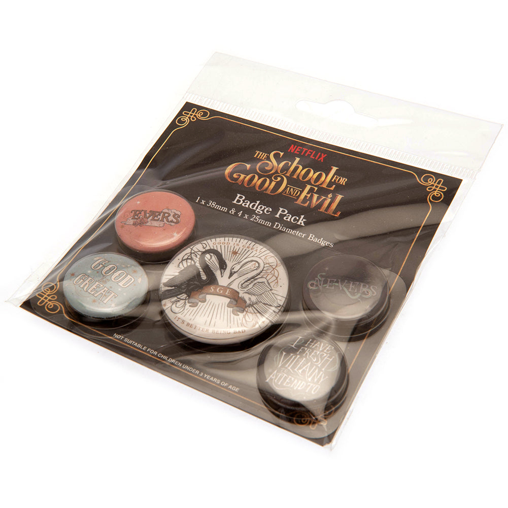 Official The School For Good & Evil Button Badge Set