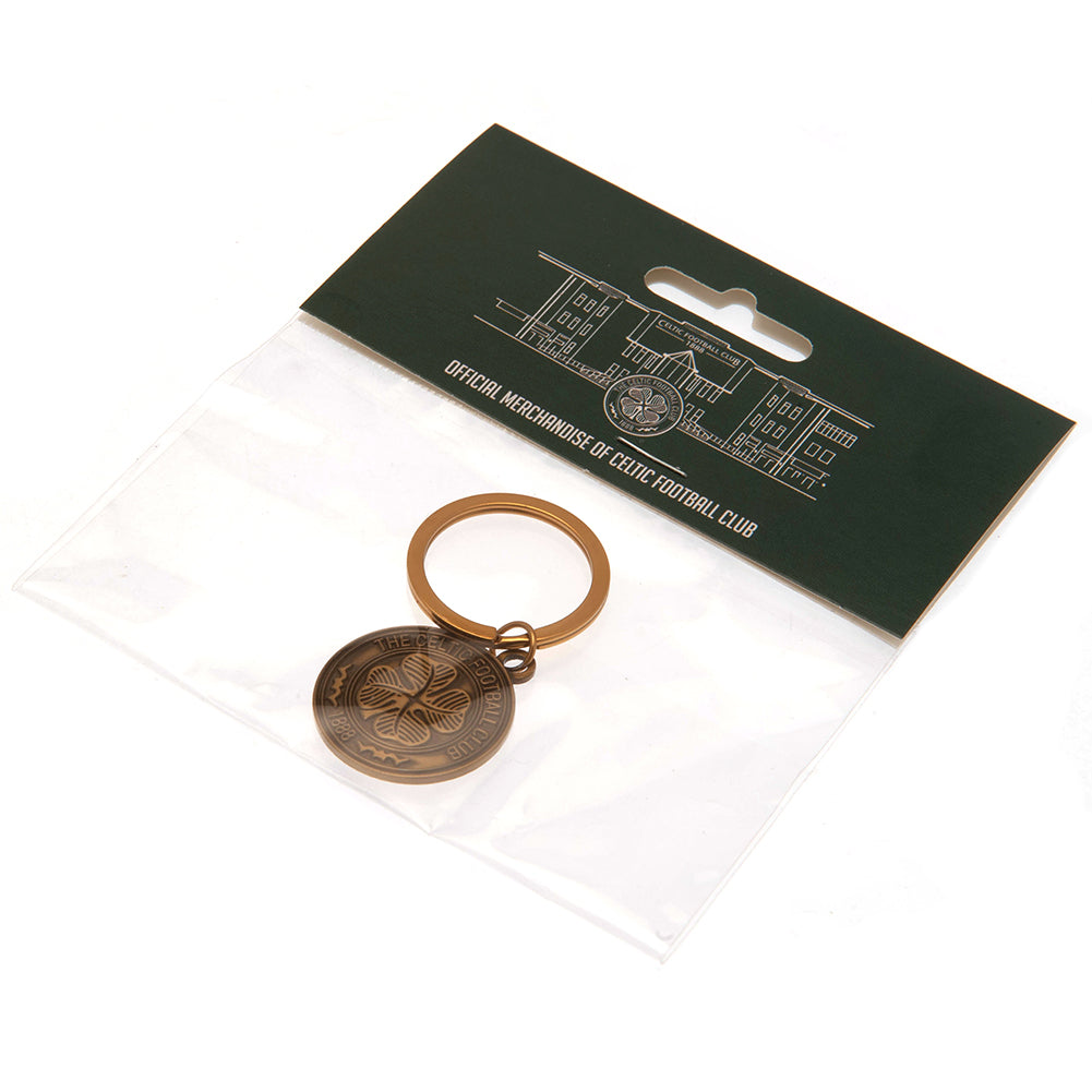 Official Celtic FC Antique Gold Crest Keyring