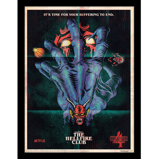 Official Stranger Things Framed Picture 16 x 12 Hellfire Club