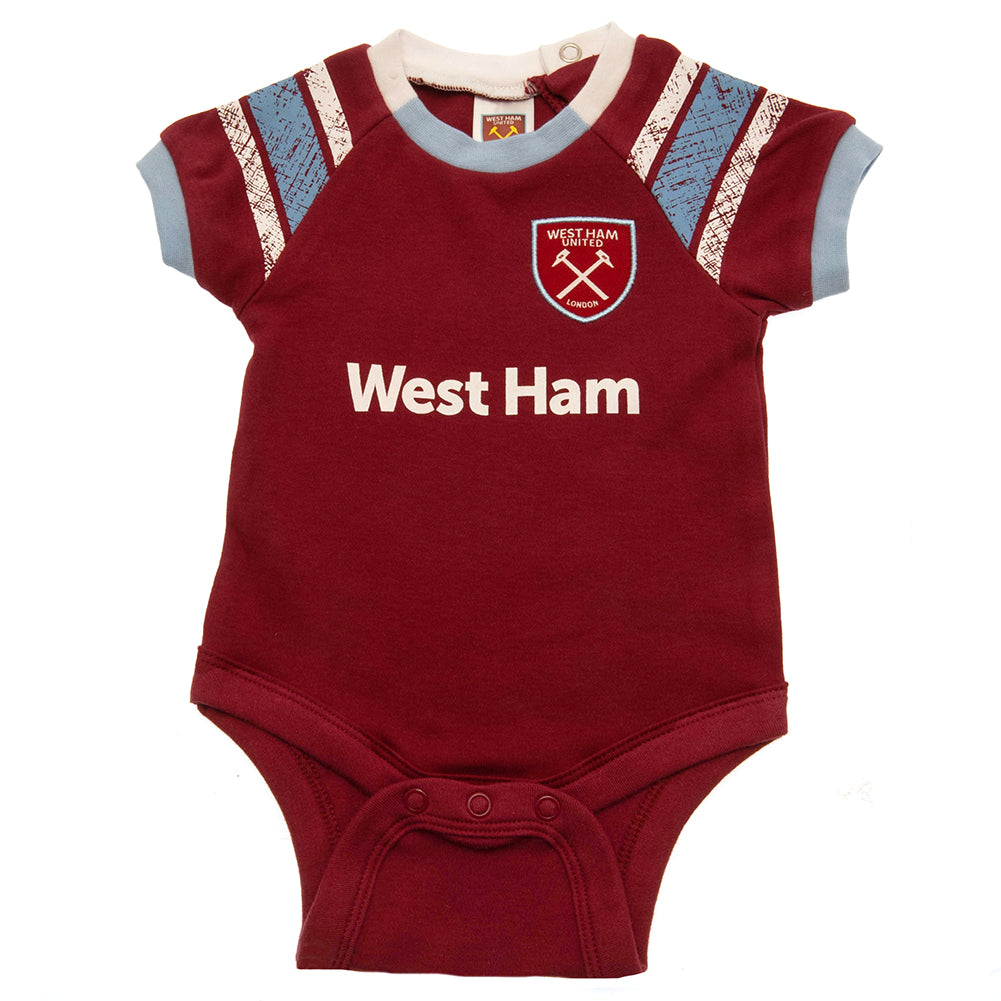 Official West Ham United FC 2 Pack Bodysuit 12-18 Mths ST