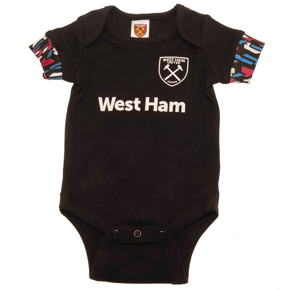 Official West Ham United FC 2 Pack Bodysuit 12-18 Mths ST