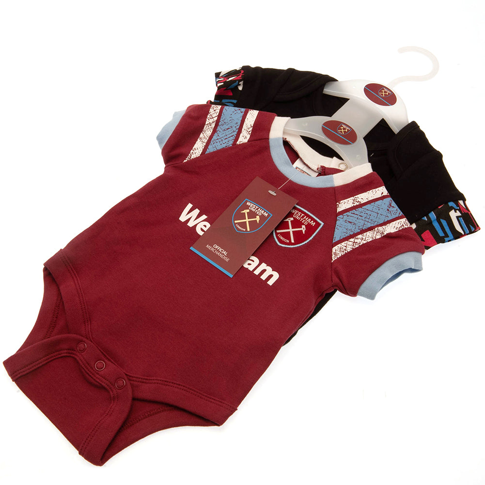 Official West Ham United FC 2 Pack Bodysuit 12-18 Mths ST