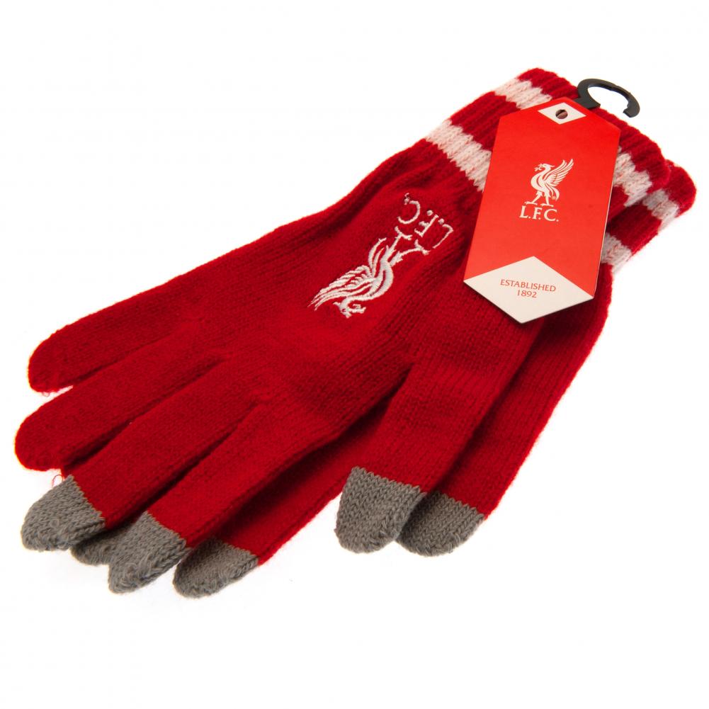 Official Liverpool FC Touchscreen Knitted Gloves Youths RD