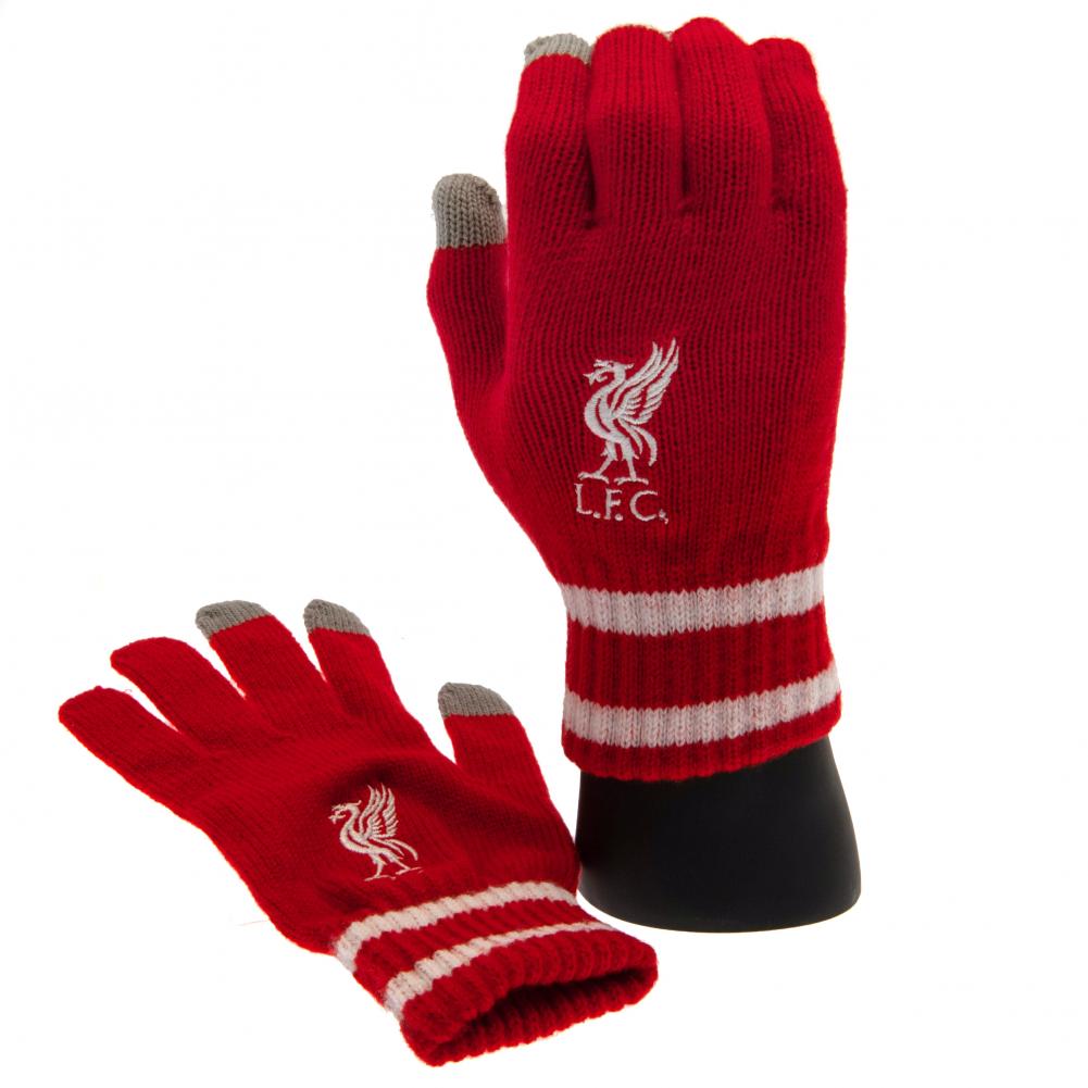 Official Liverpool FC Touchscreen Knitted Gloves Youths RD