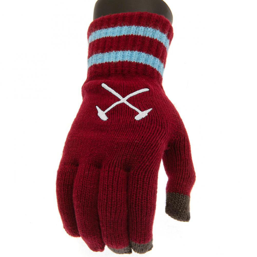 Official West Ham United FC Touchscreen Knitted Gloves Youths