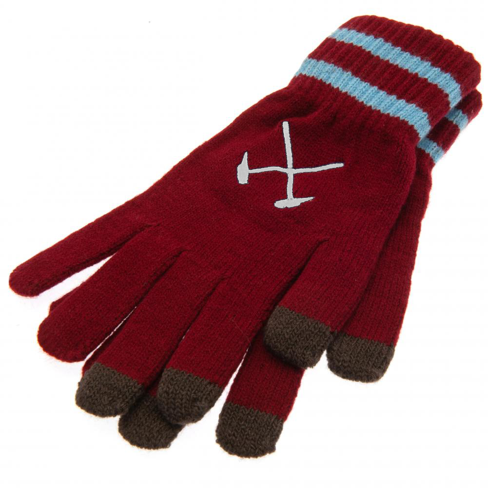 Official West Ham United FC Touchscreen Knitted Gloves Youths