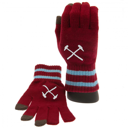 Official West Ham United FC Touchscreen Knitted Gloves Youths