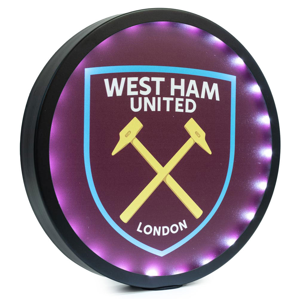 Official West Ham United FC Metal LED Logo Sign