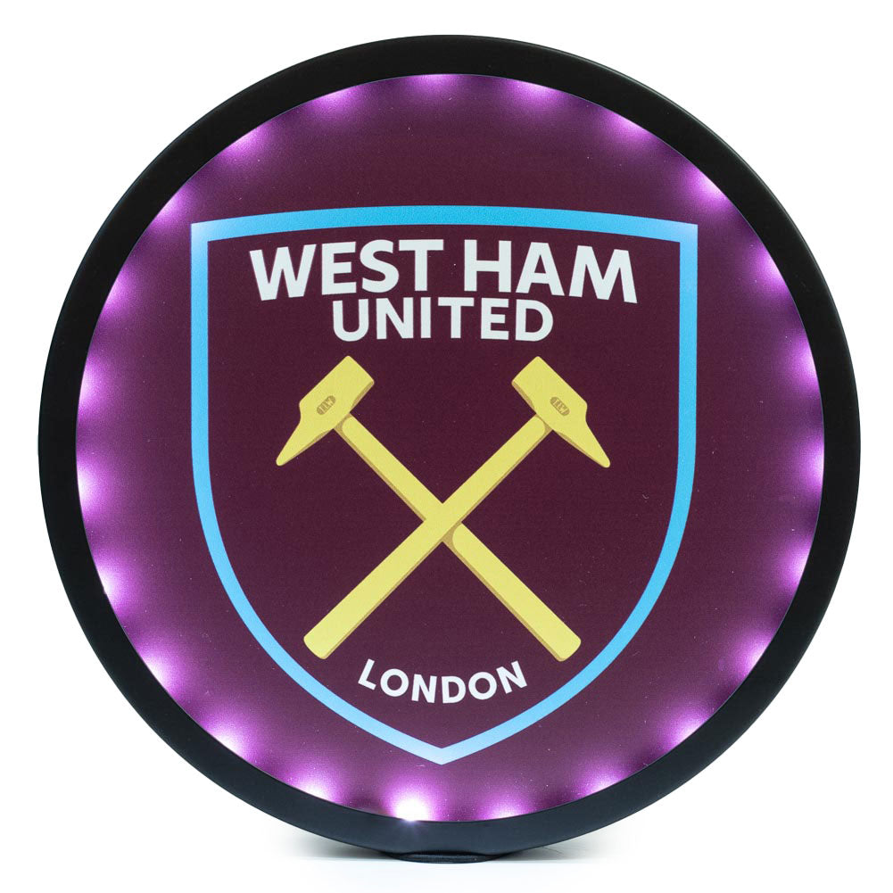 Official West Ham United FC Metal LED Logo Sign