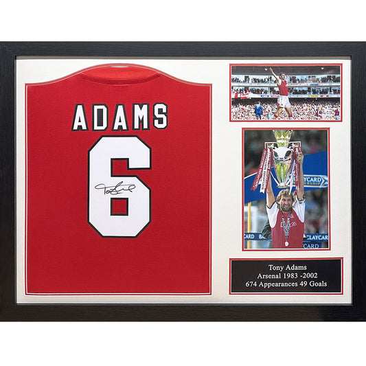 Official Arsenal FC Adams Retro Signed Shirt (Framed)