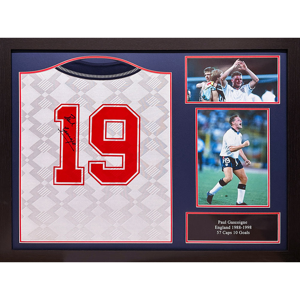 Official England FA 1990 Gascoigne Signed Shirt (Framed)