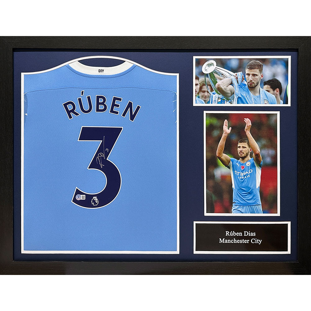 Official Manchester City FC Dias Signed Shirt (Framed)