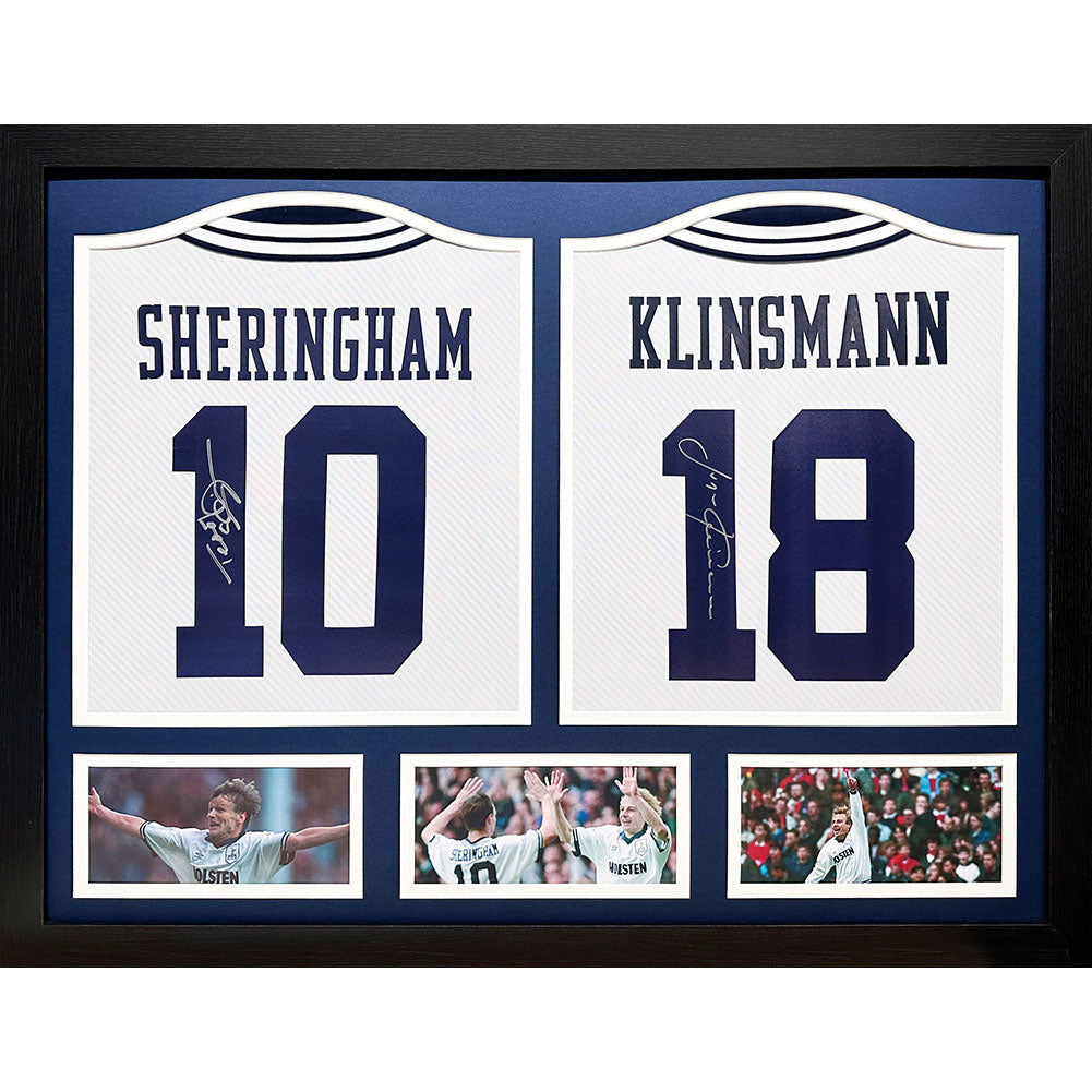 Official Tottenham Hotspur FC 1994 Klinsmann & Sheringham Signed Shirts (Dual Framed)