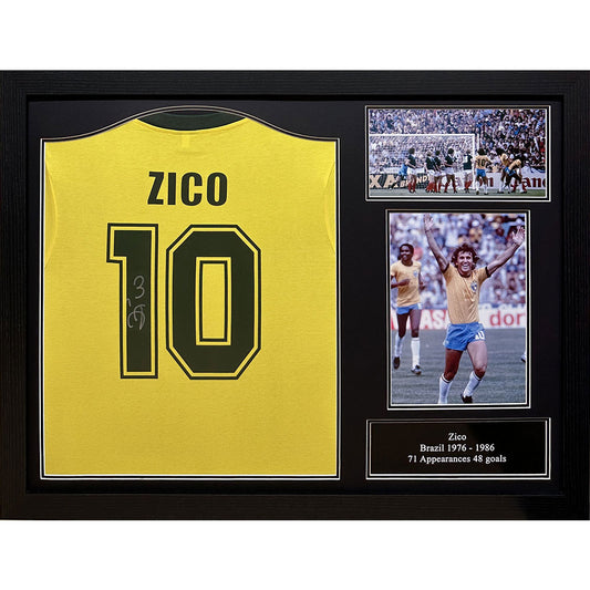 Official Brasil 1982 Zico Signed Shirt (Framed)