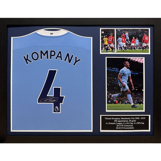 Official Manchester City FC Kompany Signed Shirt (Framed)