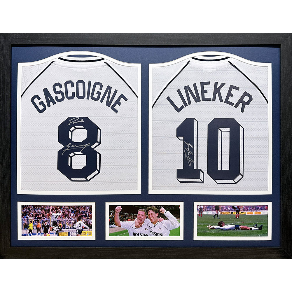 Official Tottenham Hotspur FC 1991 Lineker & Gascoigne Signed Shirts (Dual Framed)