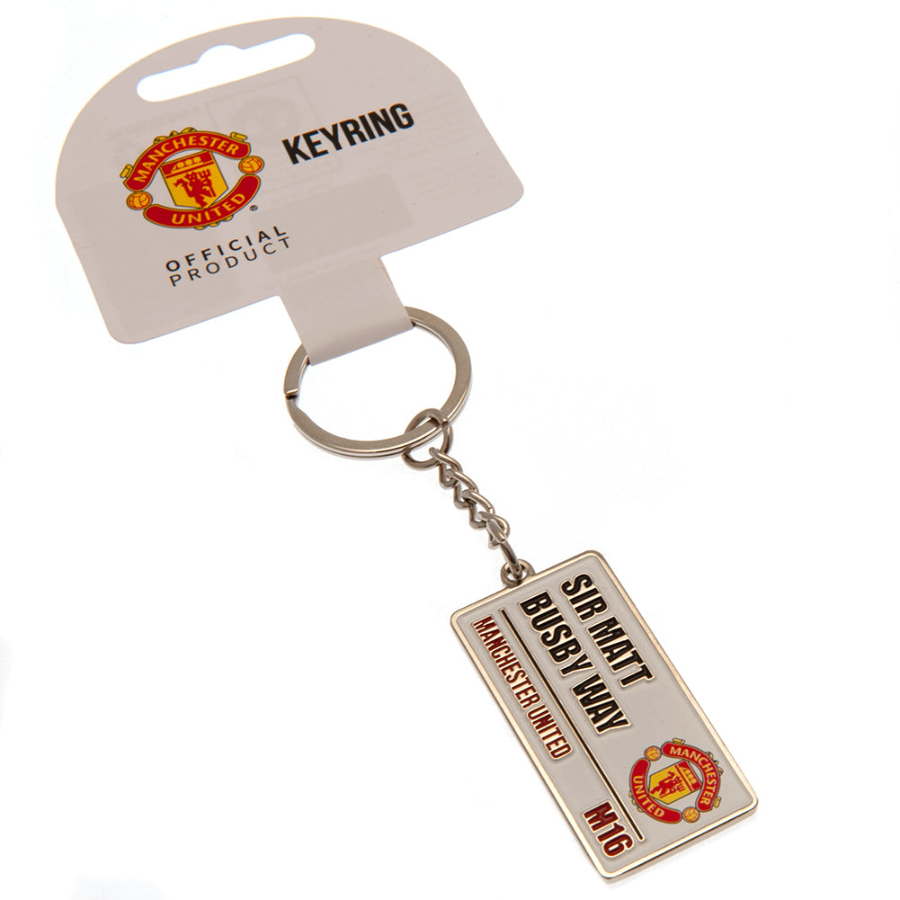 Official Manchester United FC Embossed Street Sign Keyring