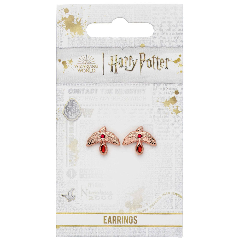 Official Harry Potter Rose Gold Plated Earrings Fawkes