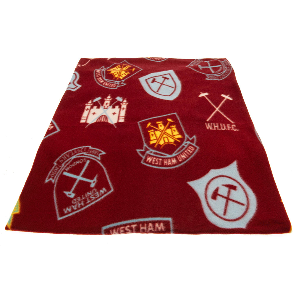 Official West Ham United FC Historic Crests Fleece Blanket