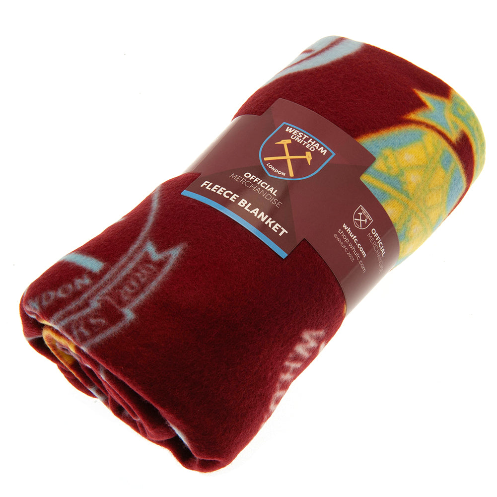 Official West Ham United FC Historic Crests Fleece Blanket